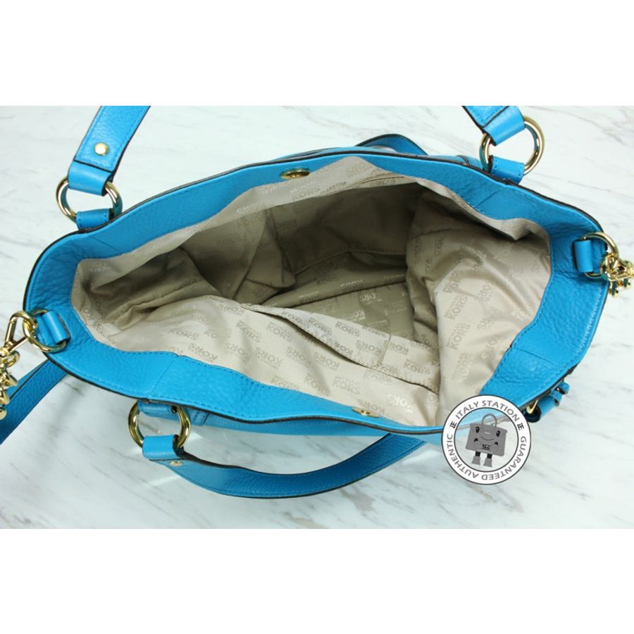 Michael Kors 35F3GTRE3L Tristan Summer Blue Calfskin Large Tote Bag Ghw-3