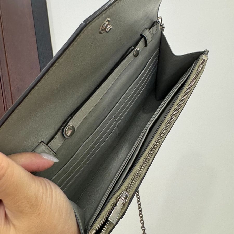 celine Pocket WOC 藍灰 拼色 斜背包 肩背包 手拿包 長夾 皮夾 鏈條包 帶鏈包-13