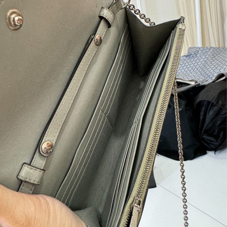 celine Pocket WOC 藍灰 拼色 斜背包 肩背包 手拿包 長夾 皮夾 鏈條包 帶鏈包-14