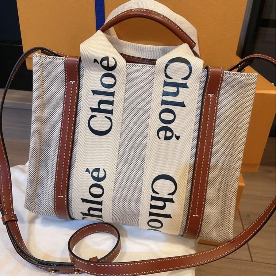 Chloe Woody tote bag帆布托特包/小號背帶款(焦糖咖色)-2