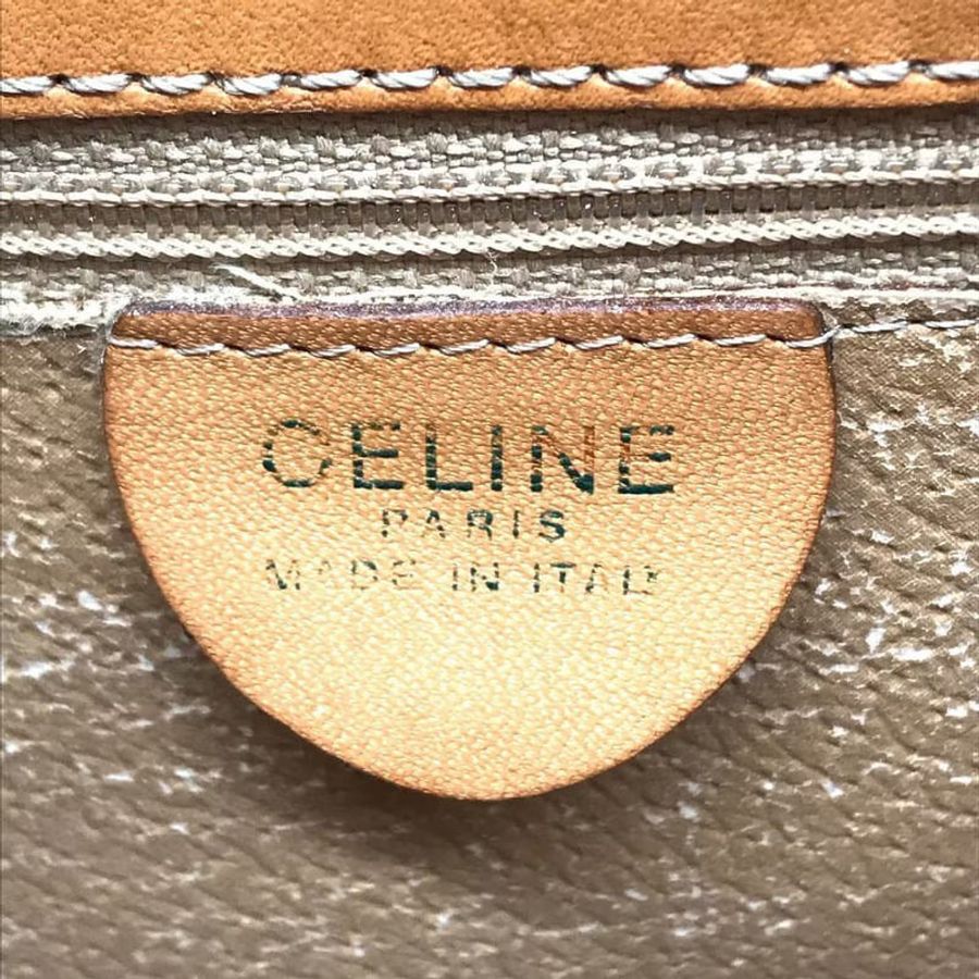 【LA LUNE】稀有中古二手Celine老花金扣凱莉皮革手提袋小拿包 Vintage-6