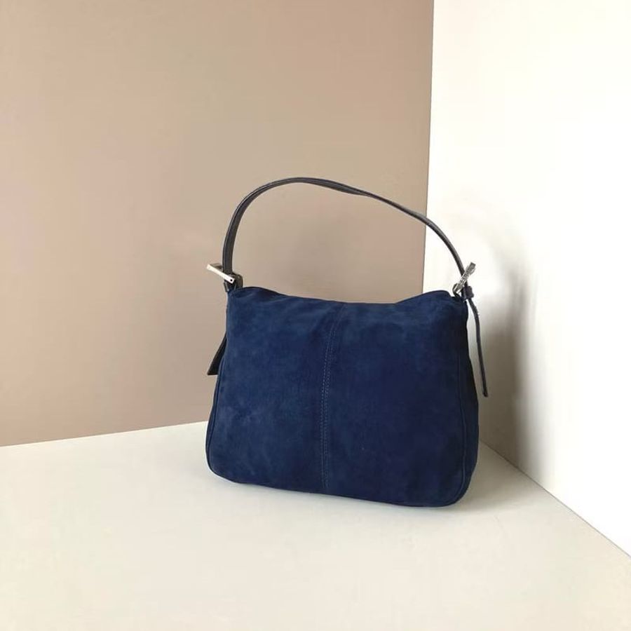 【LA LUNE】中古二手Fendi藍黑色大法棍老花腋下側背揹單肩包手袋 Vintage-1