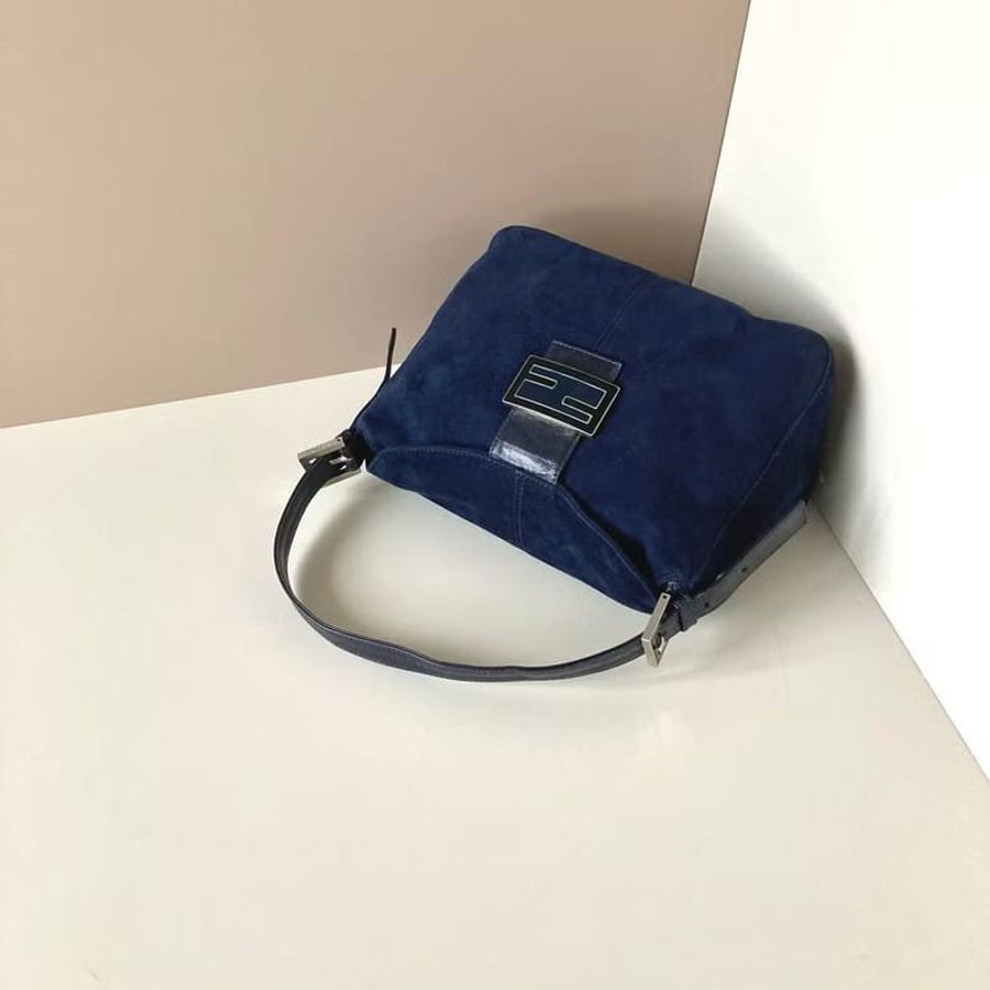 【LA LUNE】中古二手Fendi藍黑色大法棍老花腋下側背揹單肩包手袋 Vintage-2