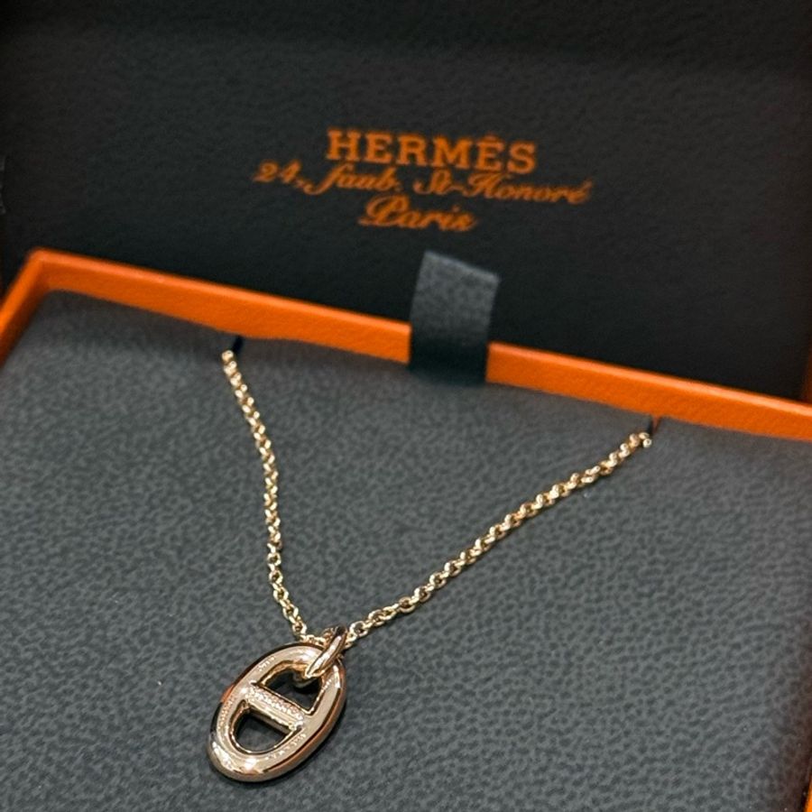 Hermes 經典Farandole 豬鼻項鍊 玫瑰金 全新-4