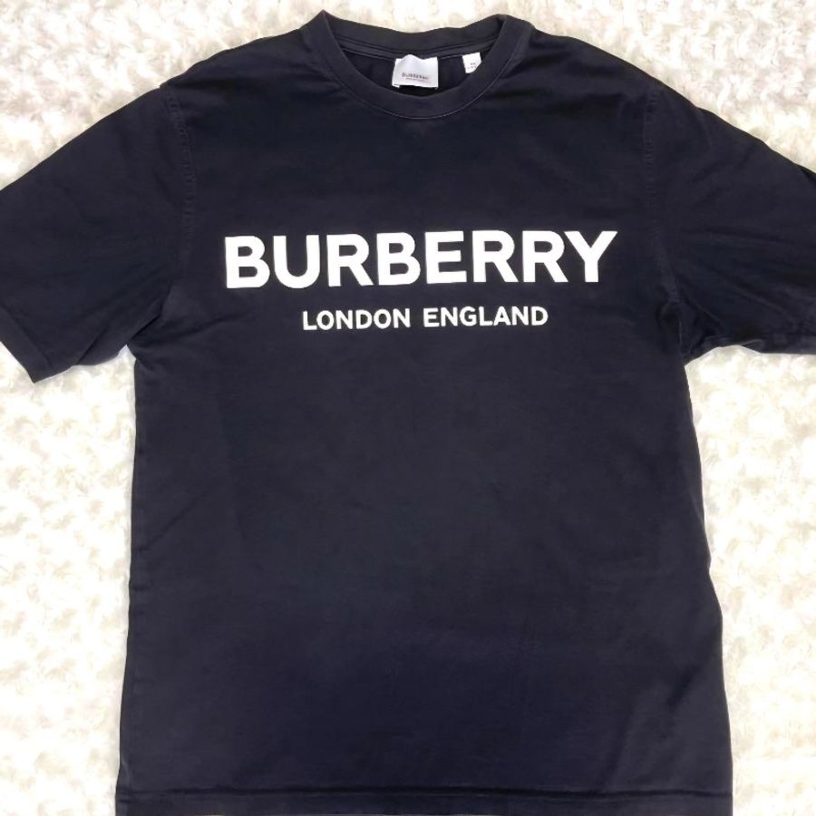 BURBERRY 標誌棉質 T 卹黑色 XS 標準款-0
