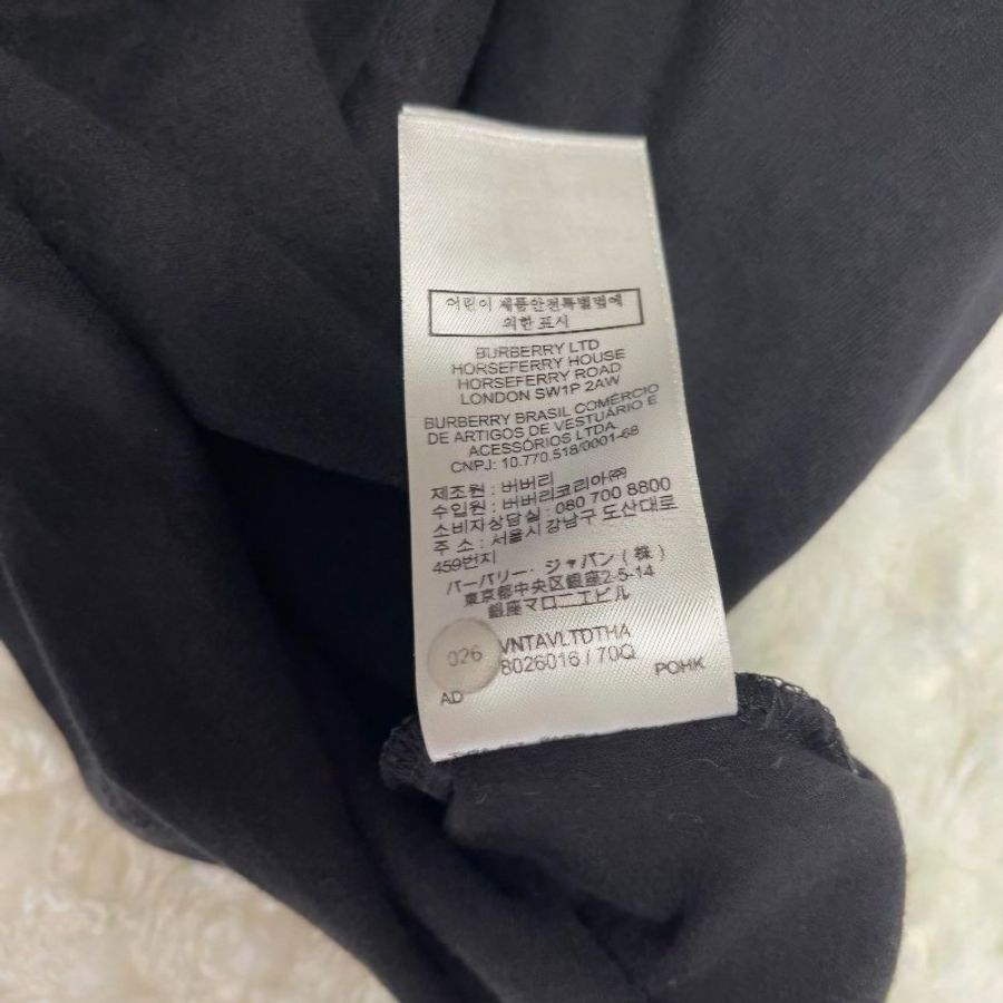 BURBERRY 標誌棉質 T 卹黑色 XS 標準款-2