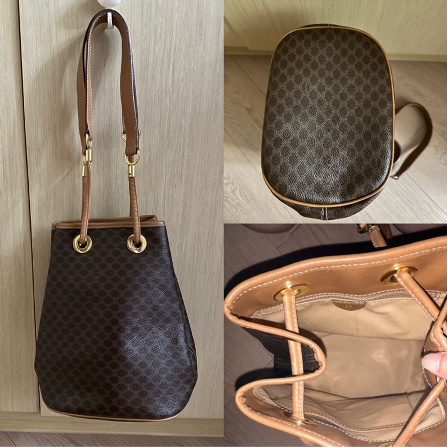 稀有Celine vintage 凱旋門啡色側孭袋-0