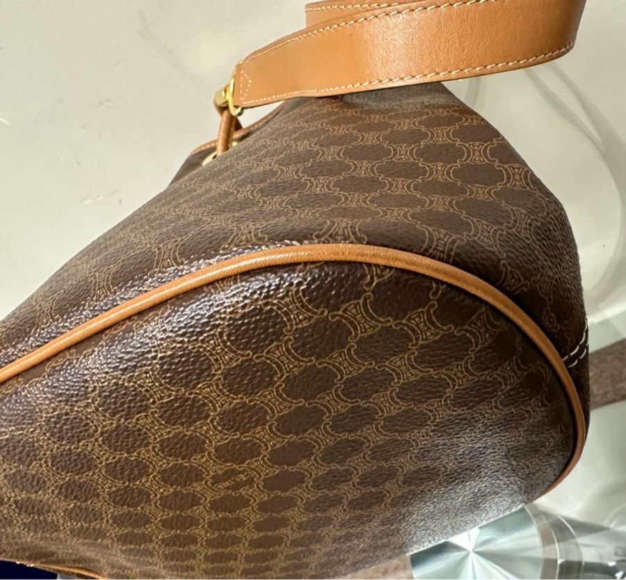 稀有Celine vintage 凱旋門啡色側孭袋-6