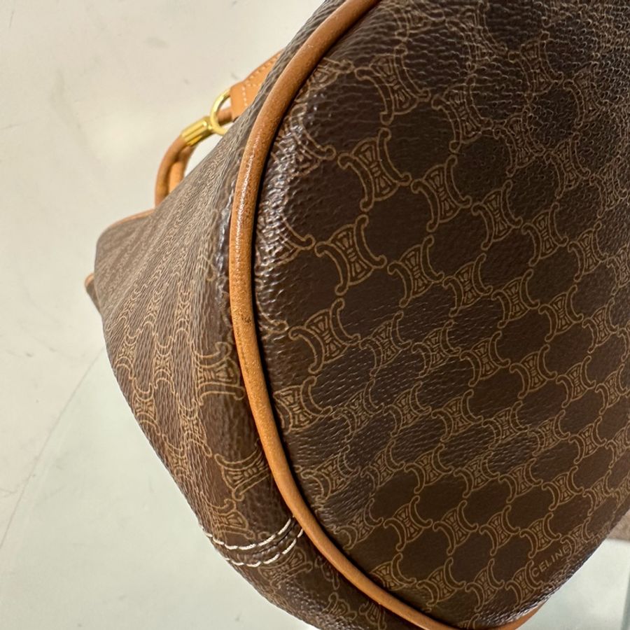 稀有Celine vintage 凱旋門啡色側孭袋-7