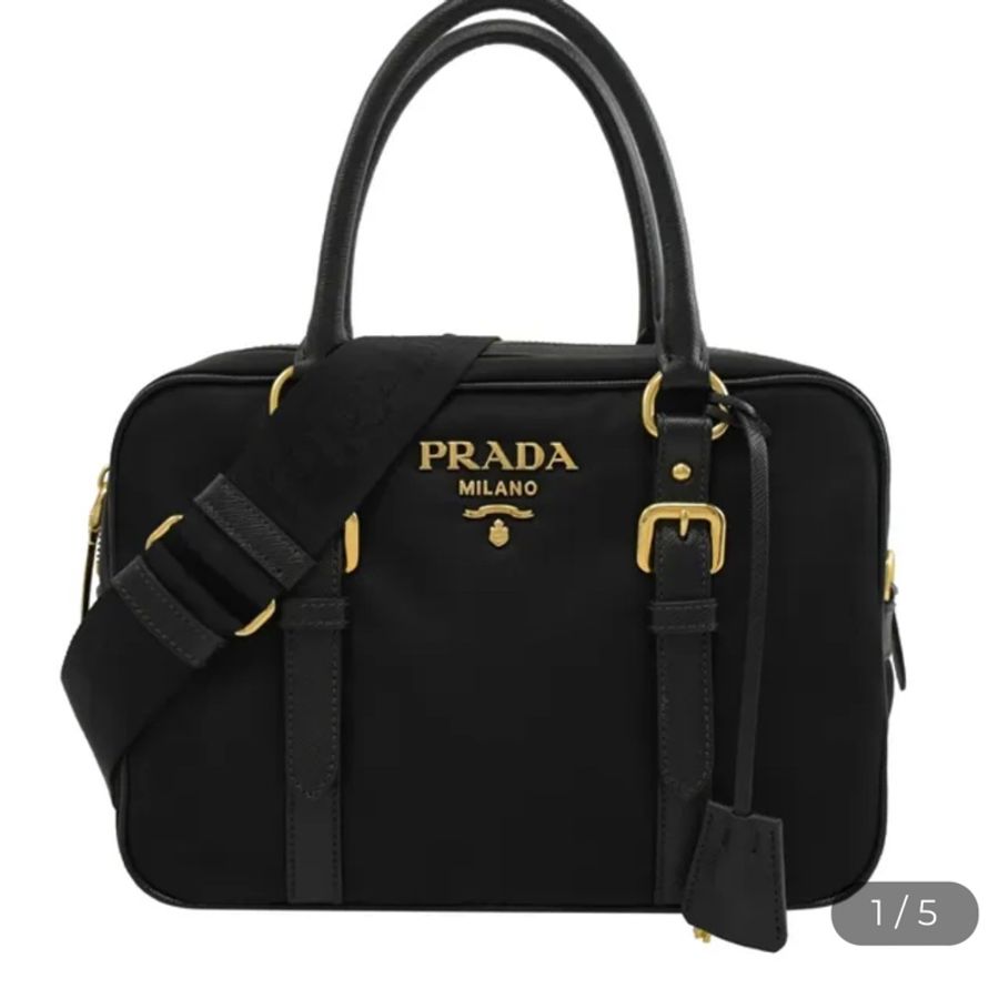 prada黑色兩用帆布真皮肩背手提包相機包-0