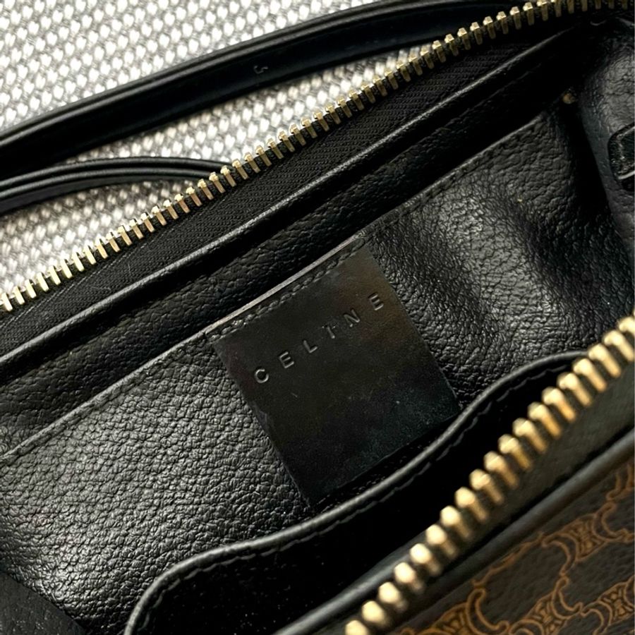 Celine 黑色中古小號雲朵包 斜挎包化妝包-8