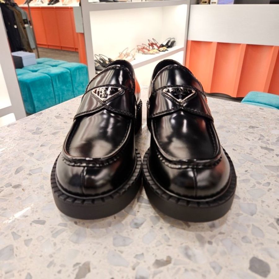 Prada 2DE127 男款 Chocolate 拋光皮革無帶便鞋 黑色 UK7.5/8/8.5/9/9.5/10/11《當季專櫃正售★全新商品 》-5