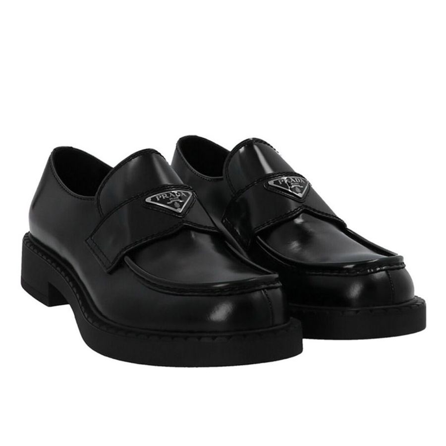 Prada 2DE127 男款 Chocolate 拋光皮革無帶便鞋 黑色 UK7.5/8/8.5/9/9.5/10/11《當季專櫃正售★全新商品 》-11