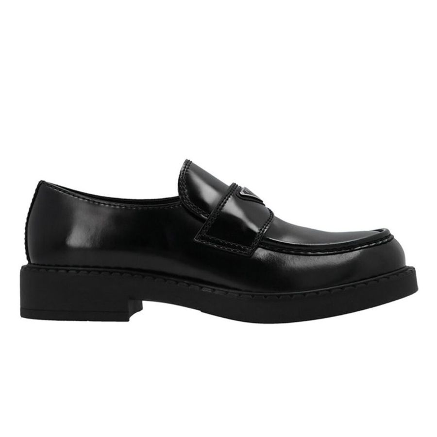 Prada 2DE127 男款 Chocolate 拋光皮革無帶便鞋 黑色 UK7.5/8/8.5/9/9.5/10/11《當季專櫃正售★全新商品 》-13