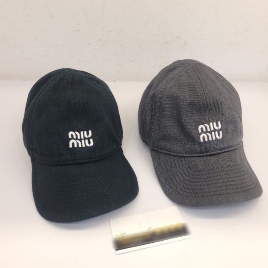 miu miu 抽繩造型棒球帽 老帽 灰L-3