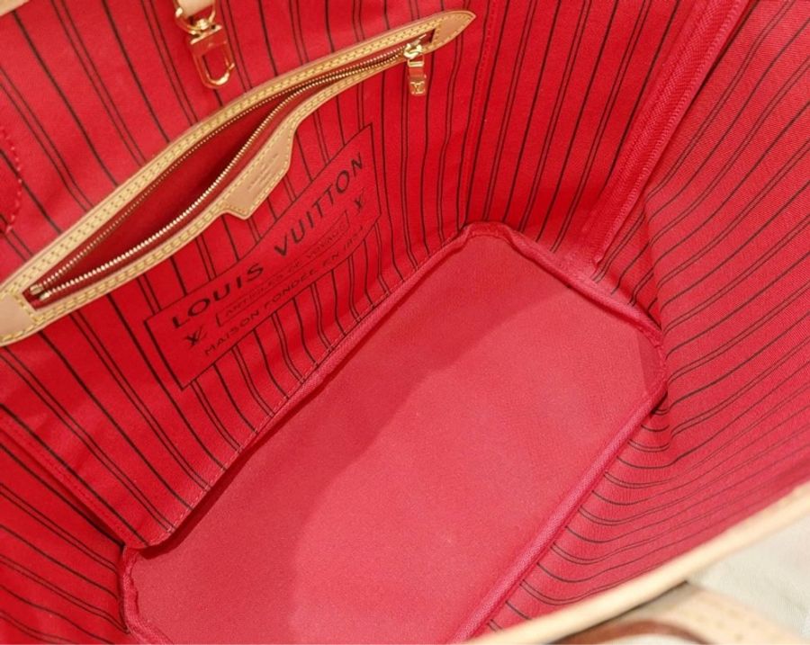 🤎✈️LV M41177 (新型號M46987) NEVERFULL MM 老花內櫻桃紅色 中款 購物包(附小包)*9成新* 售54800❤️ 尺寸 (公分 31 x 28 x 14 CM #防塵袋 正常使用痕跡高標準繞道-4