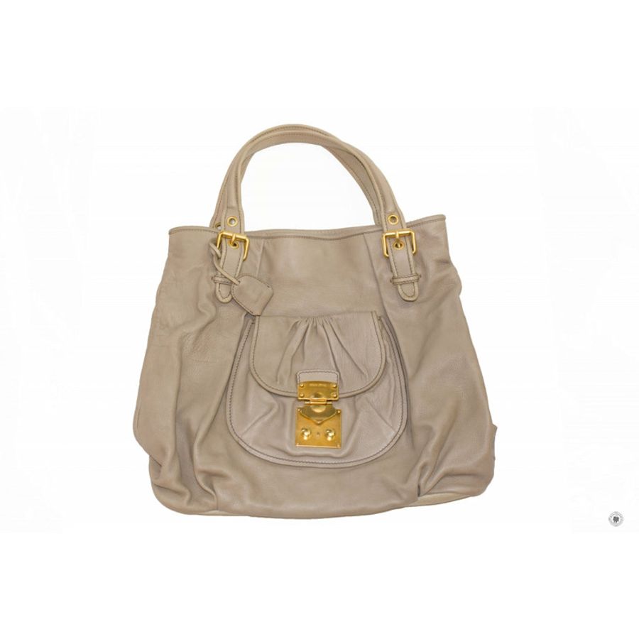 Miu Miu RR1369 X72 F0024 Shopping Alluminio Calfskin Tote Bag Ghw-2