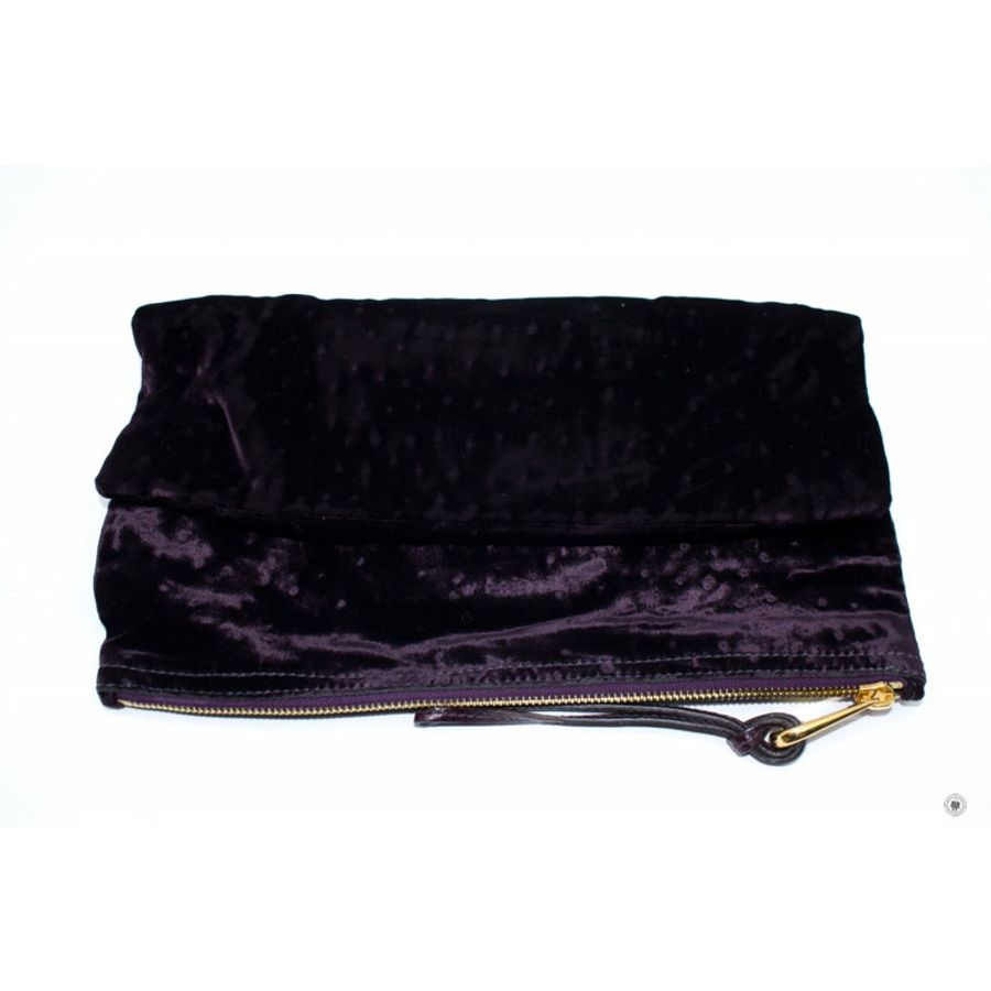 Mulberry HH7804/225 Daria Velvet Clutch With Ostrich Print  Grape / K165 Clutch Ghw-1