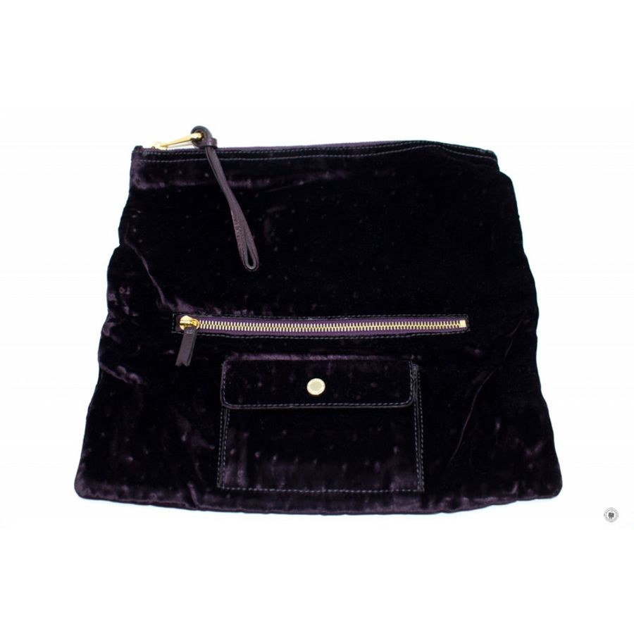 Mulberry HH7804/225 Daria Velvet Clutch With Ostrich Print  Grape / K165 Clutch Ghw-4