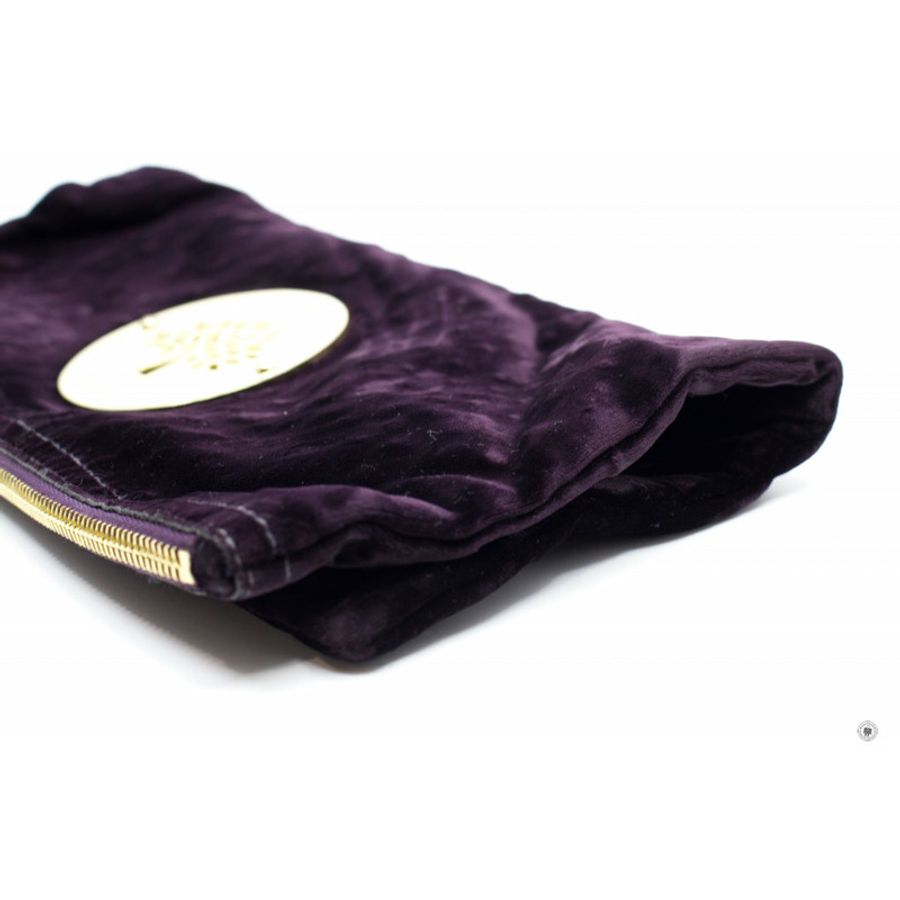 Mulberry HH7804/225 Daria Velvet Clutch With Ostrich Print  Grape / K165 Clutch Ghw-6