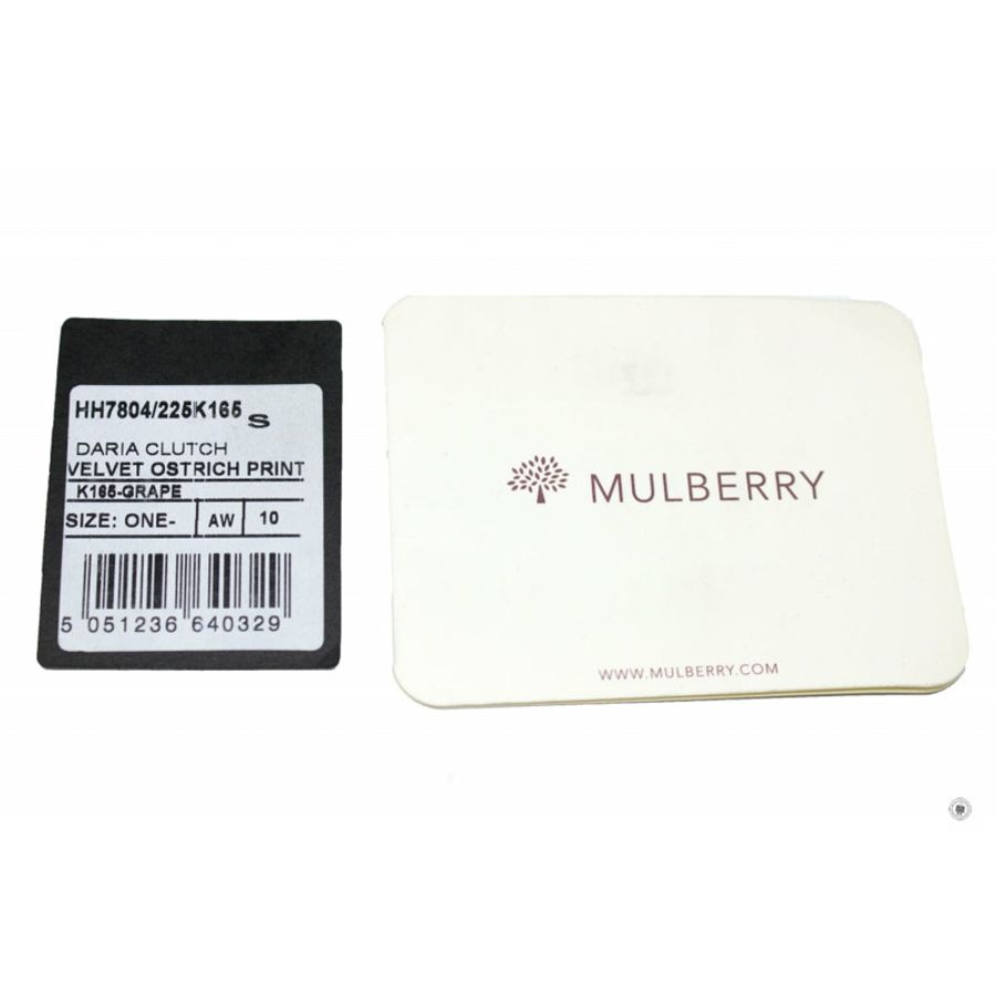 Mulberry HH7804/225 Daria Velvet Clutch With Ostrich Print  Grape / K165 Clutch Ghw-7