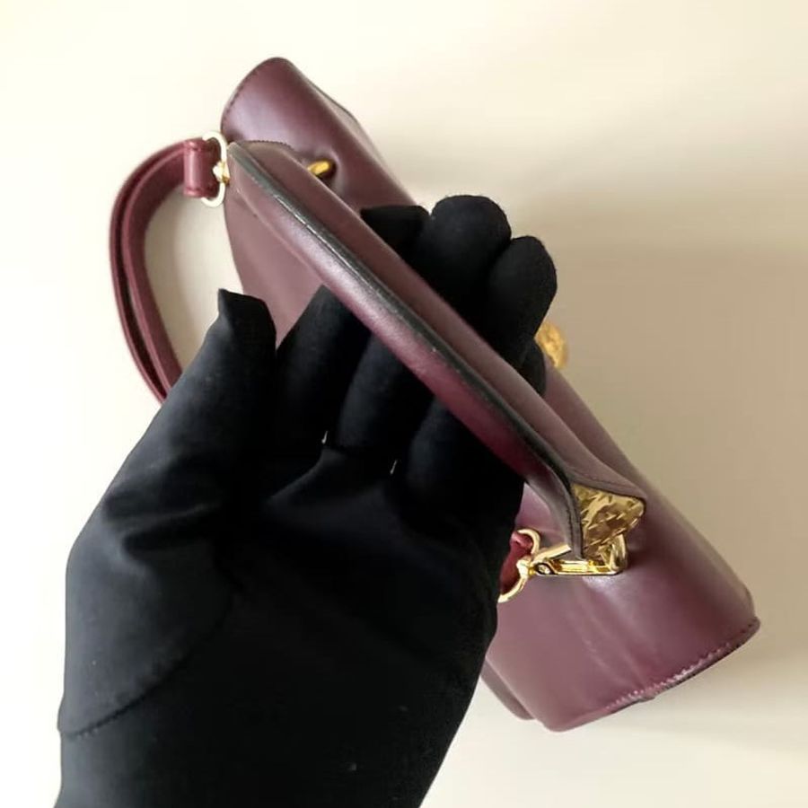 【LA LUNE】稀有中古二手Celine星球酒紅色手提袋單肩背斜孭包 Vintage-7