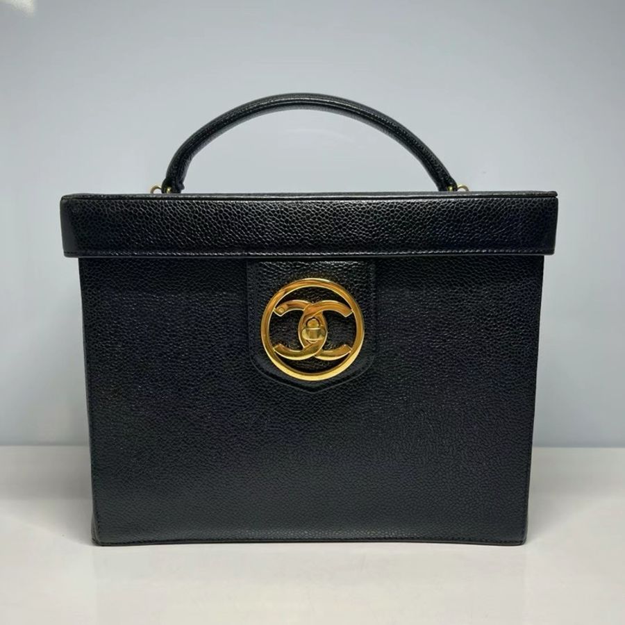 Chanel Vintage 女神荔枝牛皮化妝箱 標卡齊-1