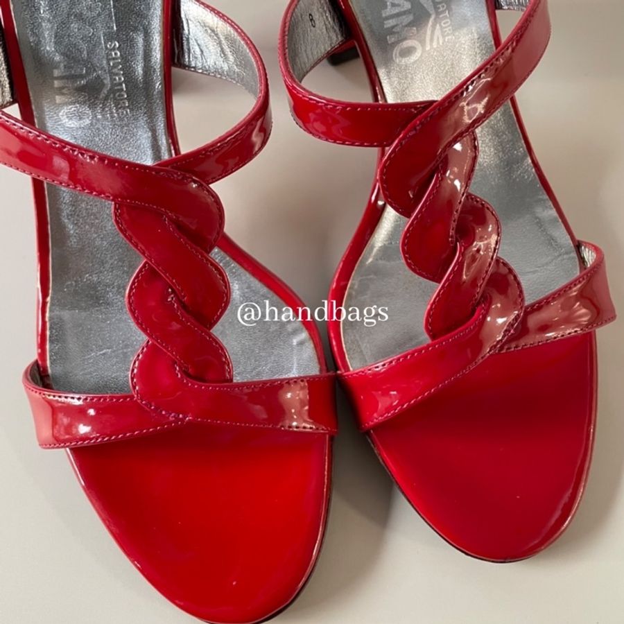 Salvatore Ferragamo 高跟鞋 漆皮 紅色 8號-1