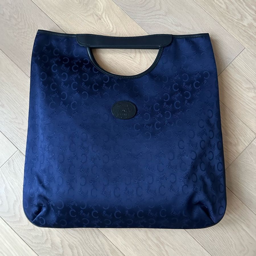💕割價💕全新Celine 復古馬車藍花手挽袋-0