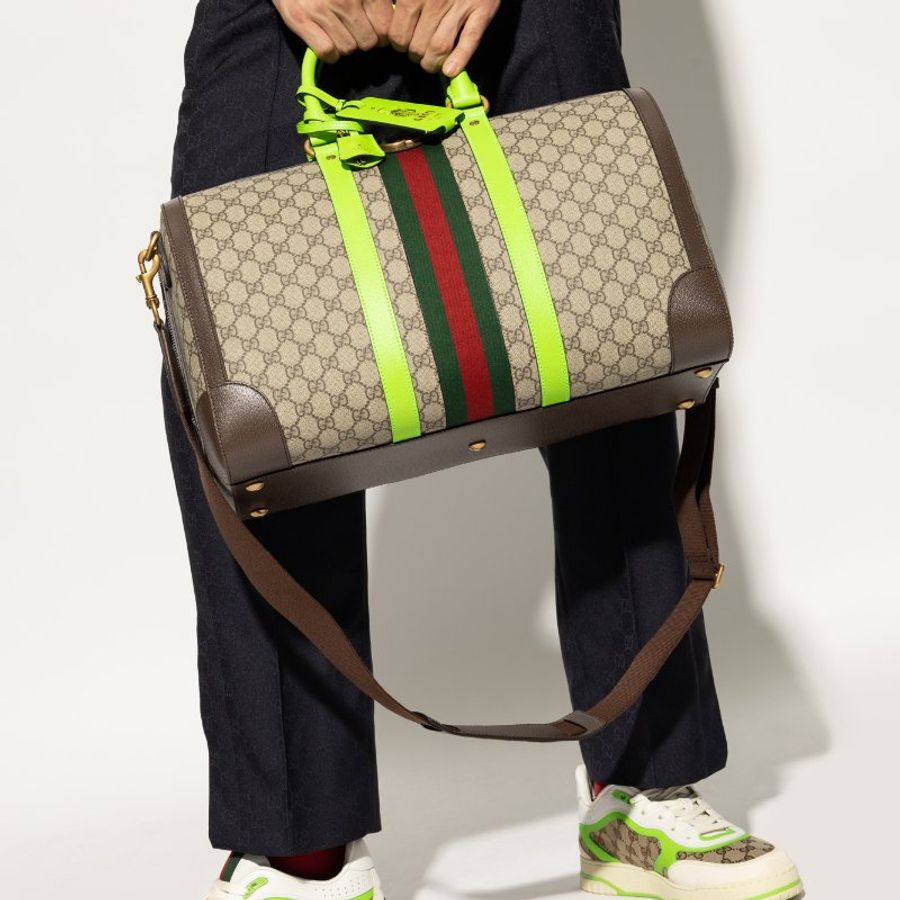 Gucci 724642 Savoy 中款綠色飾邊手提旅行袋《當季專櫃正售★全新商品 》-8