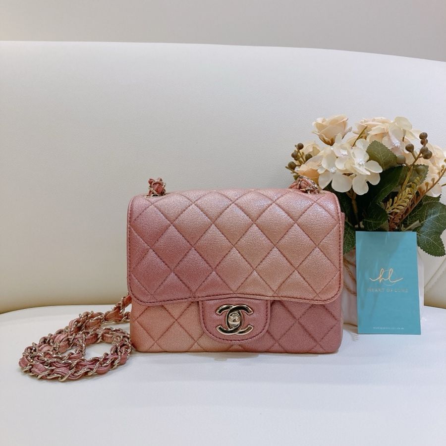 CHANEL 香奈兒迷你方胖子鏈帶包包MINI SQUARE 17CM CLASSIC FLAP CALF-0