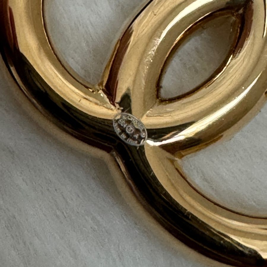 香奈兒chanel 中大款 雙C 貼耳珍珠x鑽耳環(已售出)-8