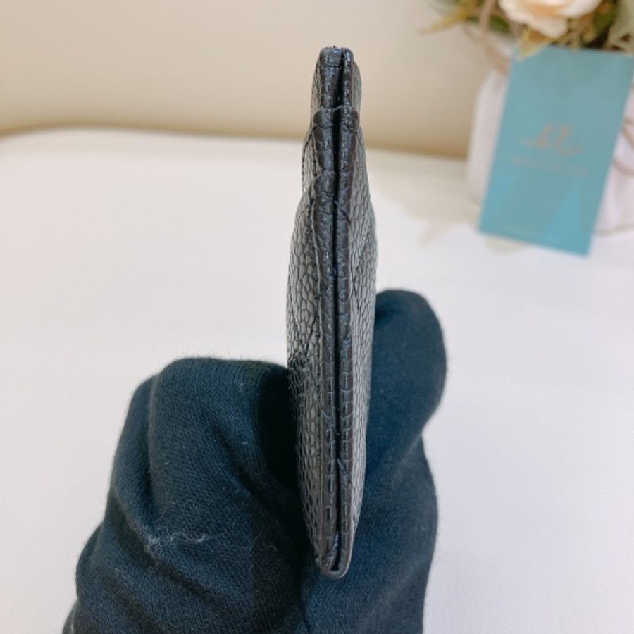 香奈兒魚子醬牛皮金扣卡包-4