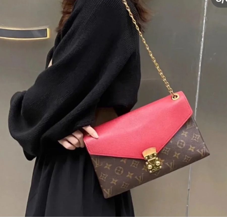 (9成新)LV Pallas Chain 老花 信封包 斜背+單肩+腋下包-6