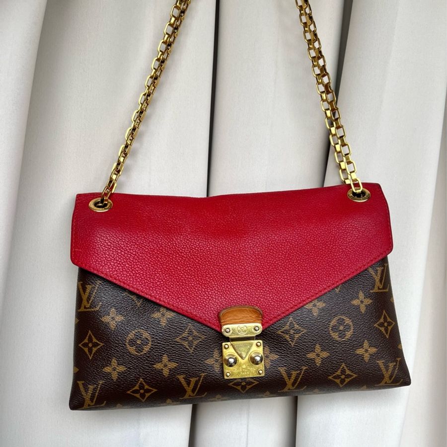 (9成新)LV Pallas Chain 老花 信封包 斜背+單肩+腋下包-11