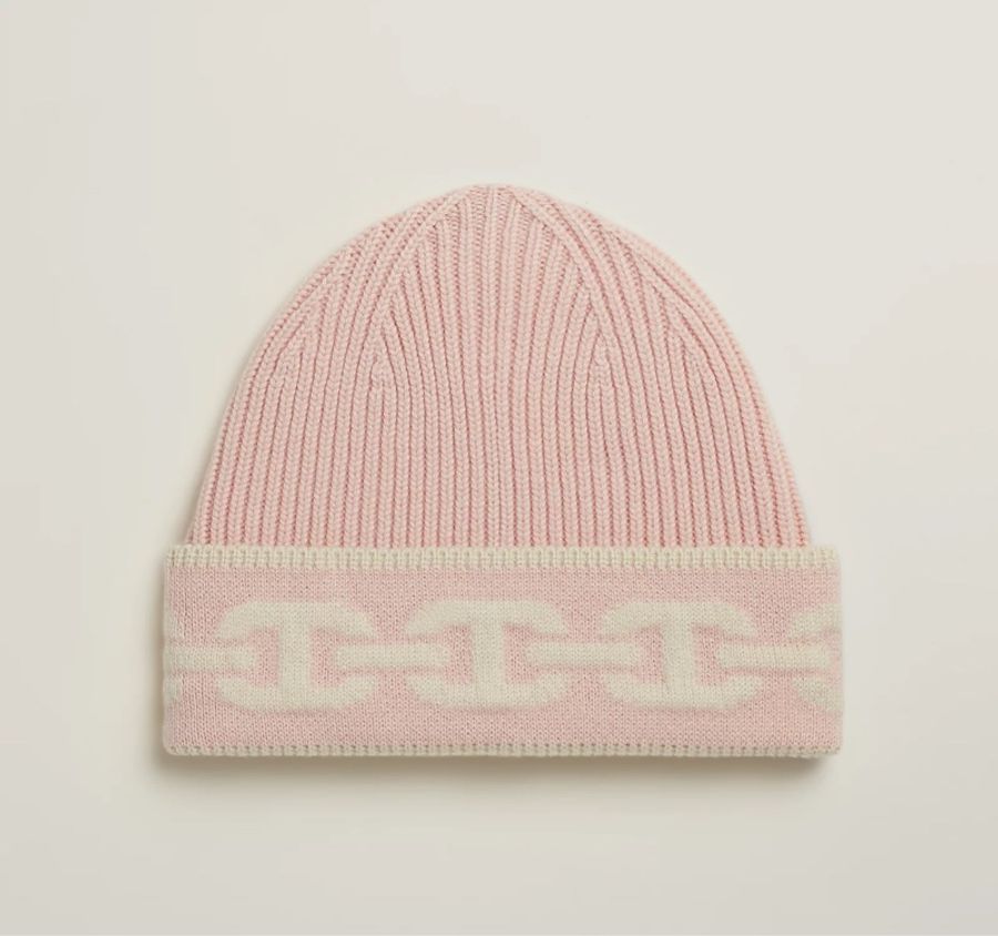Hermès Heaven Beanie 豬鼻冷帽 /Rose Poudre & Écru / size M (56-57) (Brand New)-1