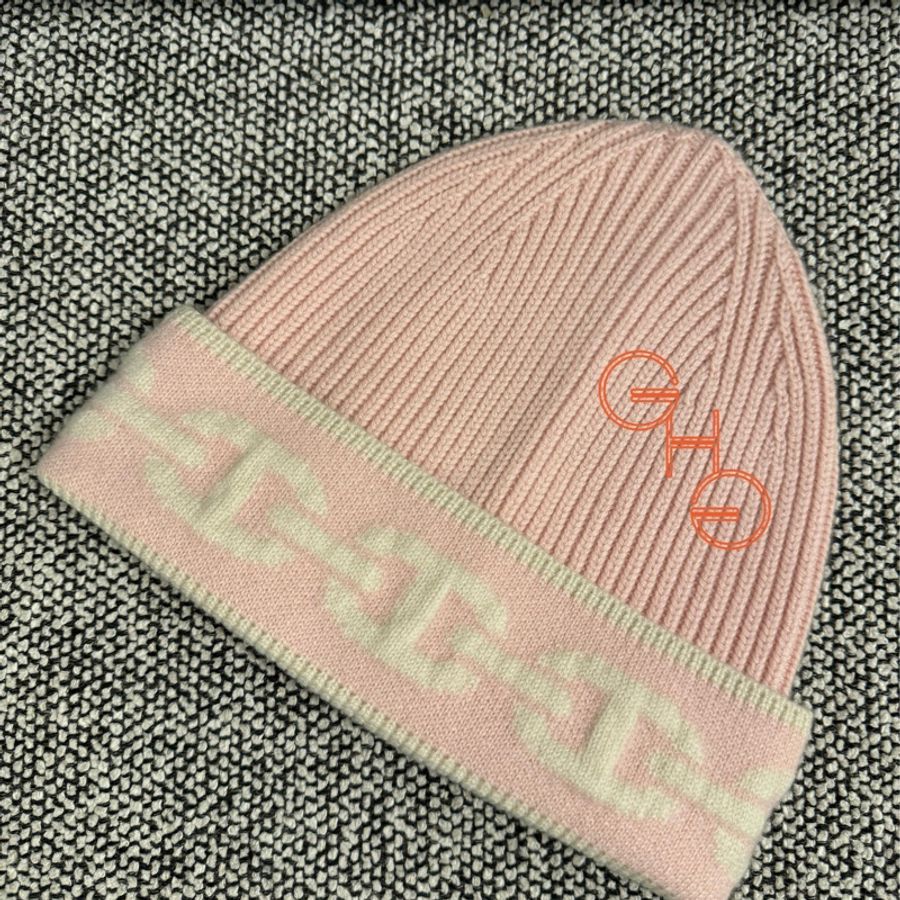 Hermès Heaven Beanie 豬鼻冷帽 /Rose Poudre & Écru / size M (56-57) (Brand New)-2