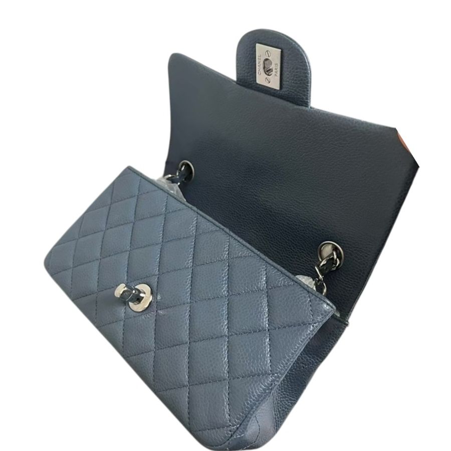 Chanel Caviar 20cm荔枝枝藍色大mini-5