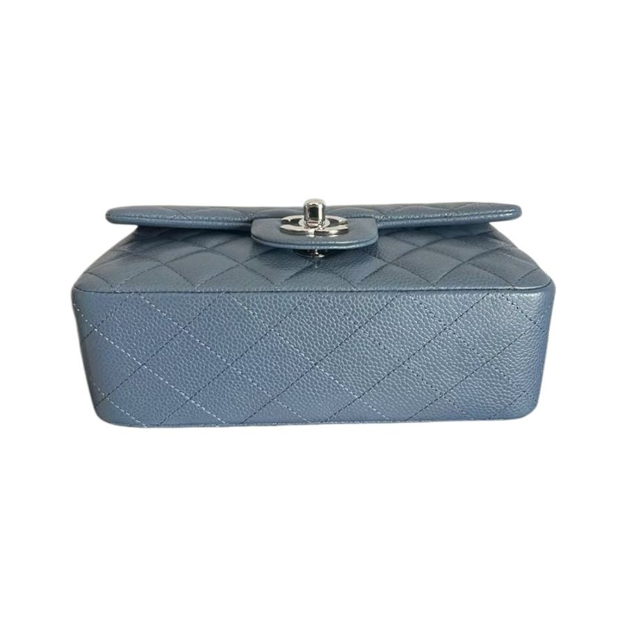 Chanel Caviar 20cm荔枝枝藍色大mini-7