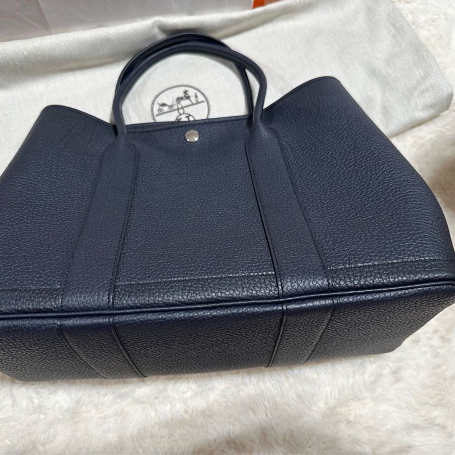 全新 Hermes愛馬仕 Garden Party 36 W刻 深藍色 曼谷機場購入-11