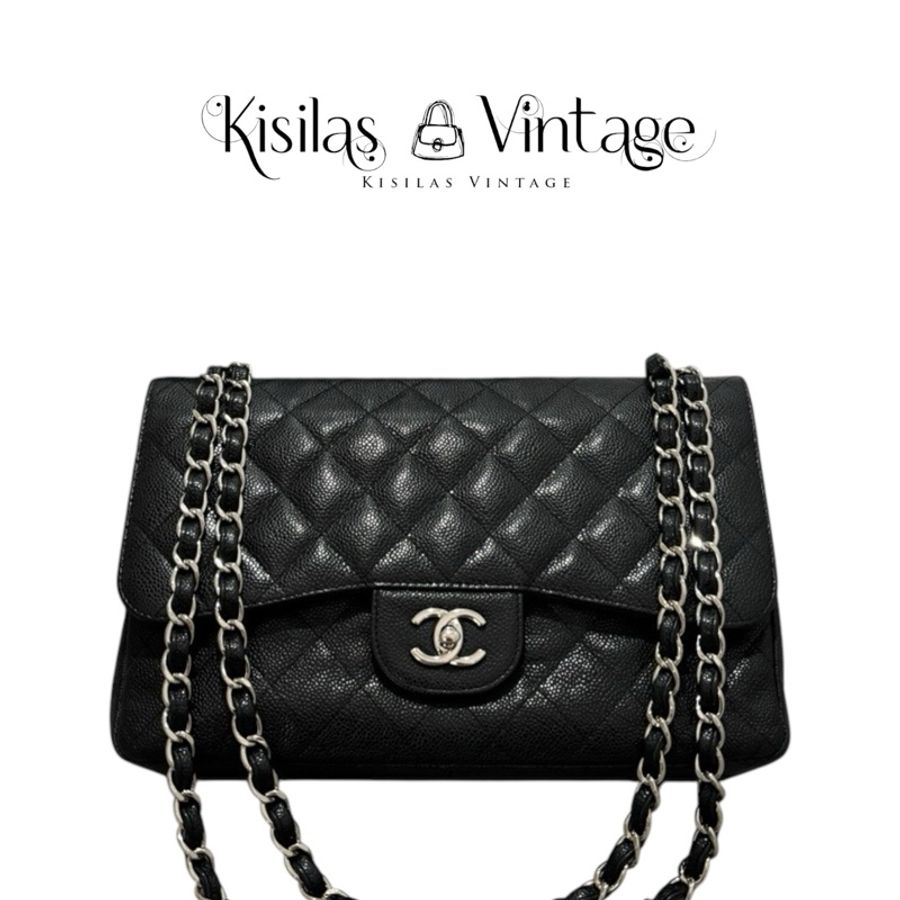 Chanel Caviar Jumbo 銀扣-0