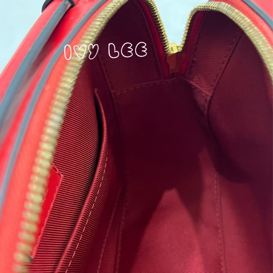 LV M43556經典Saintonge系列帆布印花流蘇鑲飾牛皮飾邊 手提包 斜背包 肩背包 相機包 罌粟紅色 二手精品-11