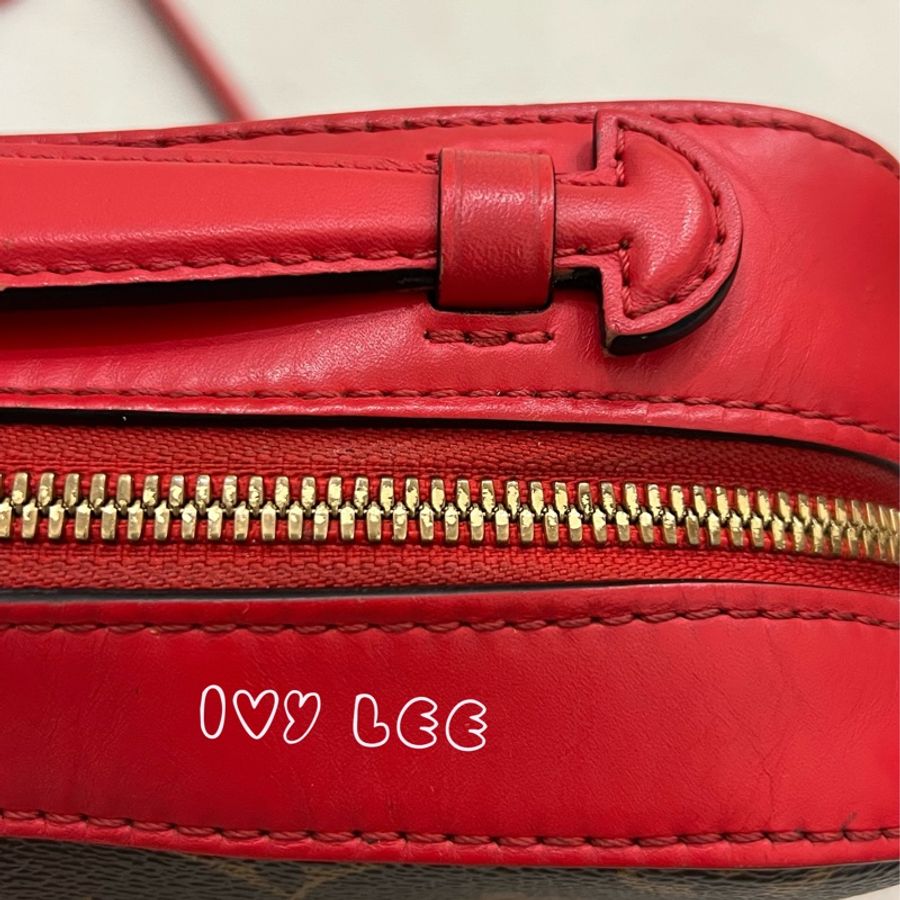 LV M43556經典Saintonge系列帆布印花流蘇鑲飾牛皮飾邊 手提包 斜背包 肩背包 相機包 罌粟紅色 二手精品-15