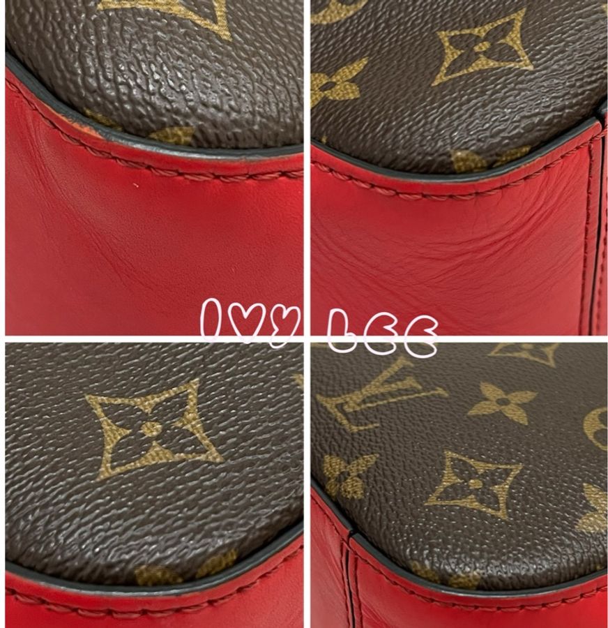 LV M43556經典Saintonge系列帆布印花流蘇鑲飾牛皮飾邊 手提包 斜背包 肩背包 相機包 罌粟紅色 二手精品-16