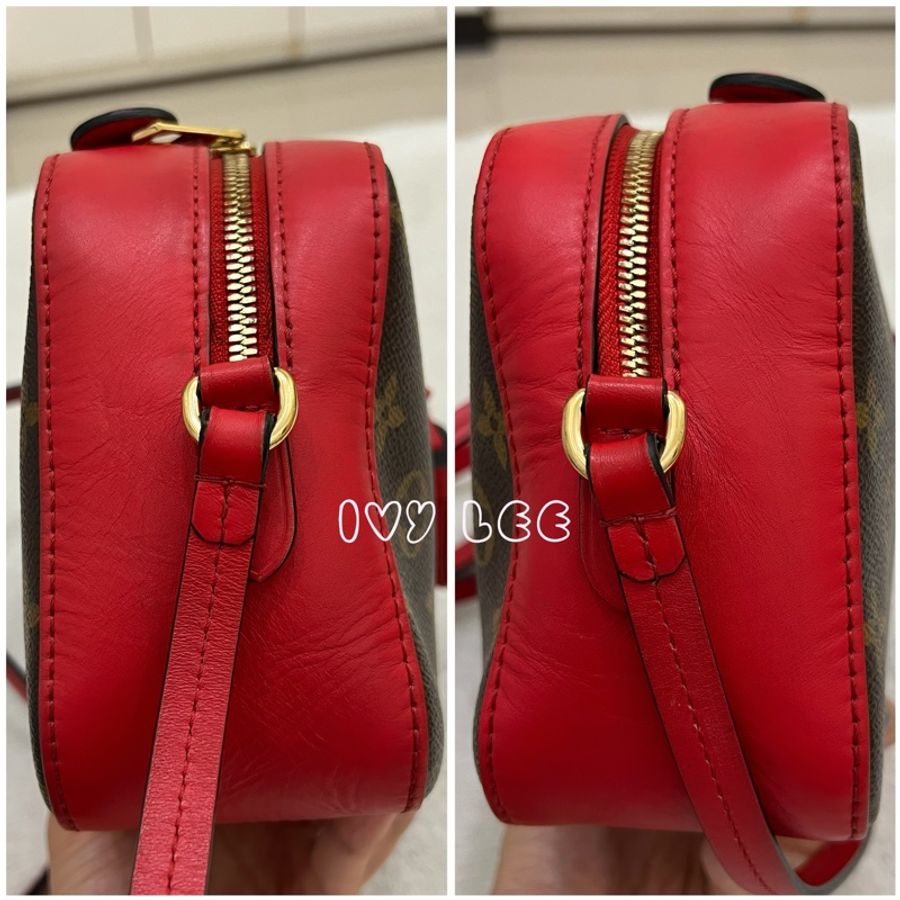 LV M43556經典Saintonge系列帆布印花流蘇鑲飾牛皮飾邊 手提包 斜背包 肩背包 相機包 罌粟紅色 二手精品-20