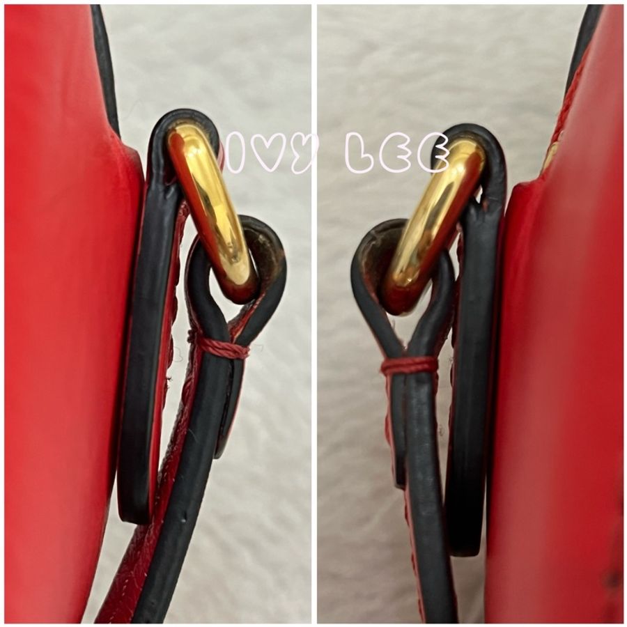 LV M43556經典Saintonge系列帆布印花流蘇鑲飾牛皮飾邊 手提包 斜背包 肩背包 相機包 罌粟紅色 二手精品-22