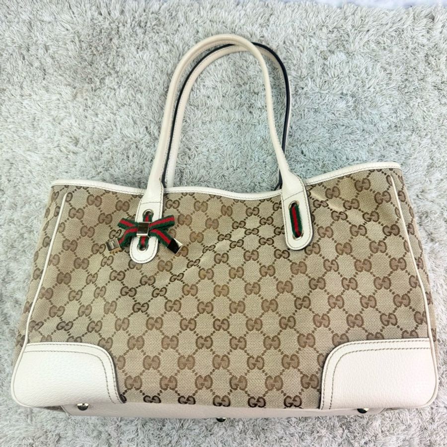 Gucci vintage 蝴蝶結裝飾老花托特包-3