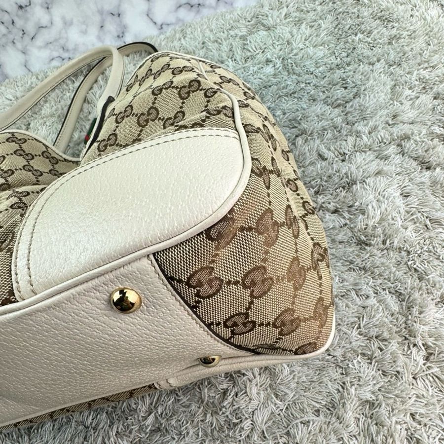 Gucci vintage 蝴蝶結裝飾老花托特包-9