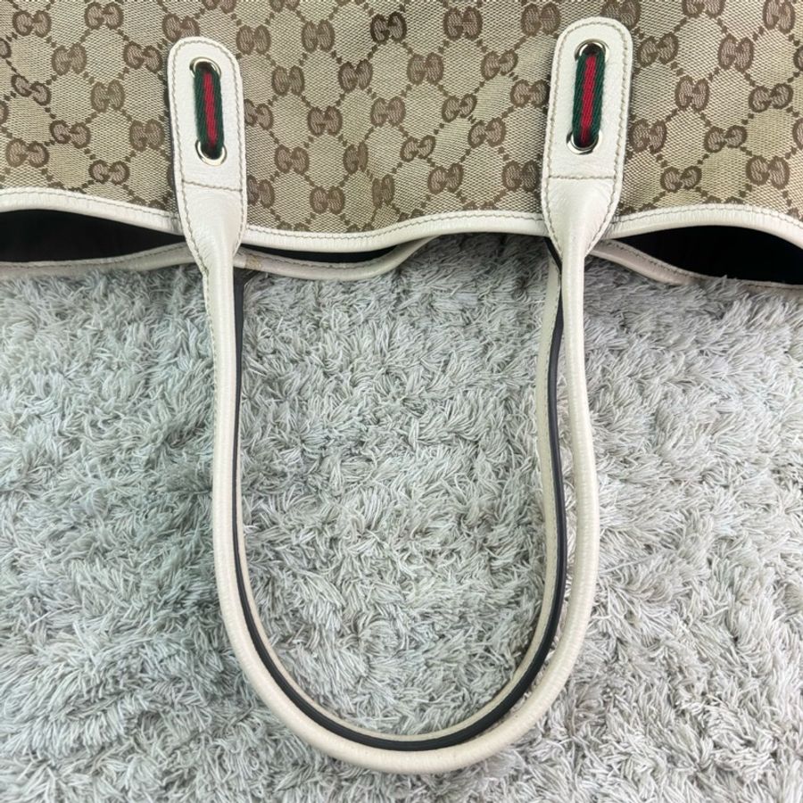 Gucci vintage 蝴蝶結裝飾老花托特包-15