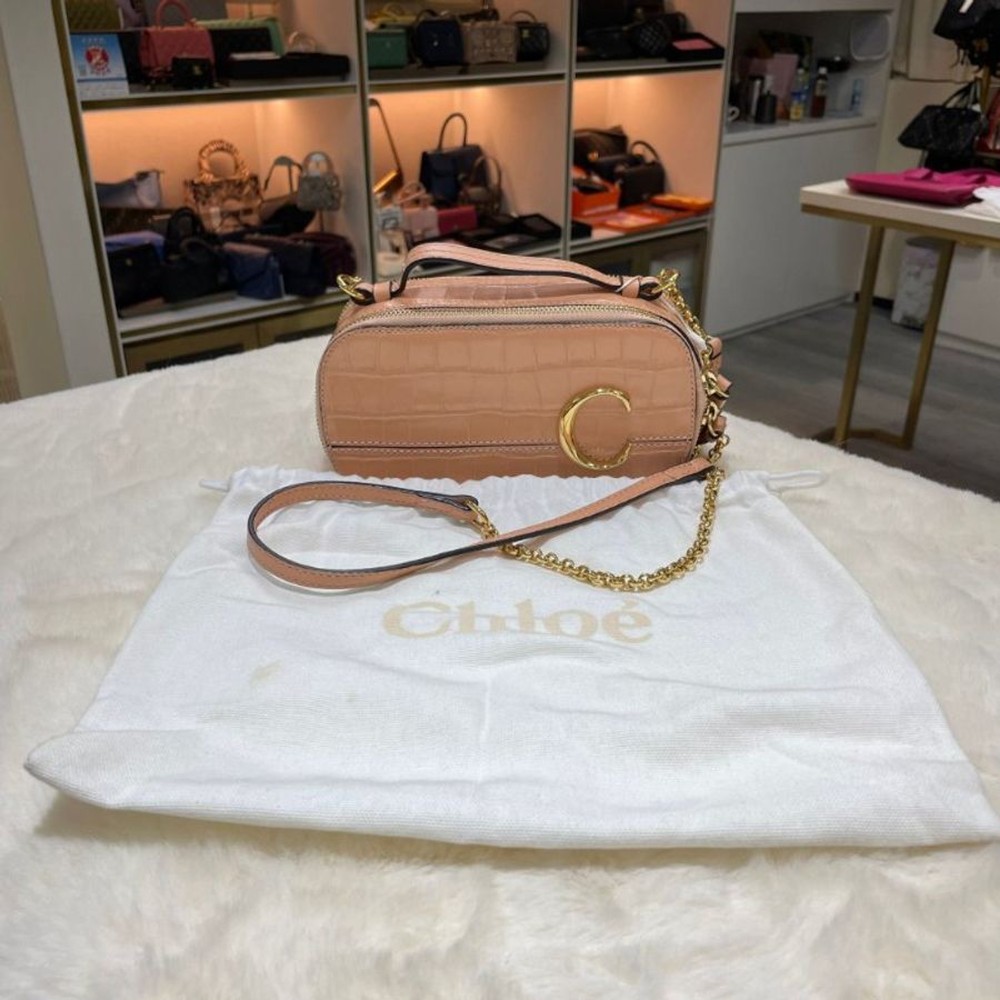 Chloe 裸粉色 牛皮相機包 X975-9